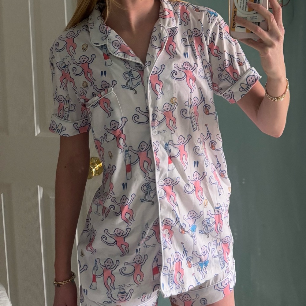Playful Monkey Print Women's Pajama Set